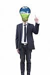 Businessman With Light Bulb Concept Stock Photo