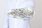 Businessman With Money Lunch Stock Photo