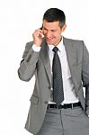 Businessman With Phone Stock Photo