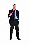 Businessman With Red Card Stock Photo