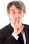 Businessman With Silence Symbol Stock Photo