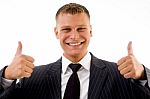 Businessman With Thumbs Up Stock Photo