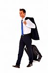 Businessman With Travel Bag Stock Photo