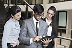 Businessman Working On The Digital Tablet Stock Photo