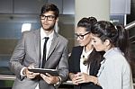 Businessman Working On The Digital Tablet Stock Photo