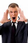 Businessman Yelling Stock Photo