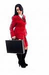 Businesswoman Holding Briefcase Stock Photo