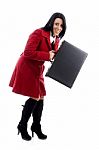 Businesswoman Holding Briefcase Stock Photo