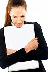 Businesswoman Holding File Stock Photo