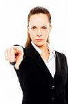 Businesswoman Point Out Stock Photo