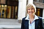 Businesswoman Posing At Outdoors Stock Photo