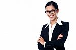 Businesswoman Posing With Arms Folded Stock Photo