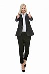 Businesswoman Thumbs Up Stock Photo