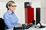 Businesswoman Using Computer Stock Photo