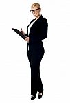 Businesswoman With A Clipboard Stock Photo