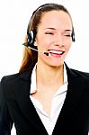 Businesswoman With Headset Stock Photo