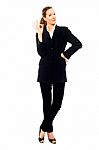 Businesswoman With Ok Gesture Stock Photo