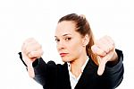 Businesswoman With Thumb Down Stock Photo