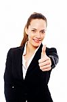 Businesswoman With Thumb Up Stock Photo