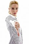 Businesswoman With Thumbs Down Stock Photo