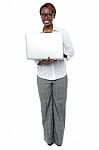 Businesswoman Working On Laptop Stock Photo