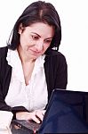 Businesswoman Working On Laptop Stock Photo