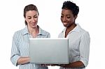 Businesswomen Browsing On Laptop Stock Photo