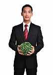 Bussiness Man With Future Eco - Green Energy Concept Stock Photo