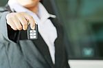 Bussiness Woman Show A Remote Car Key Stock Photo