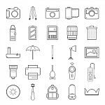 Camera And Accessories Icons Set  Illustration Stock Photo