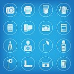 Camera And Accessory Icon Set  Illustration Stock Photo