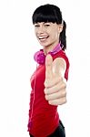 Carefree Teenager Flashing Thumbs Up Sign Stock Photo