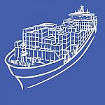 Cargo Ship With Containers Icon Hand Drawn Stock Photo