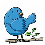 Cartoon Bird On Branch -  Clipart Illustration Stock Photo