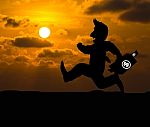 Cartoon Business Silhouette Concept,businessman Running On The W Stock Photo