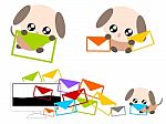 Cartoon Dog With E-mail Illustration Stock Photo