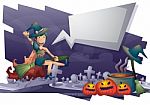 Cartoon  Halloween Background With Separated Layers For Game And Animation Stock Photo