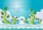 Cartoon  Heaven Landscape With Separated Layers For Game And Animation Stock Photo