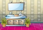 Cartoon  Illustration Interior Bathroom Stock Photo