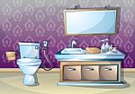 Cartoon  Illustration Interior Bathroom Stock Photo