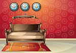 Cartoon  Illustration Interior Chinese Room With Separated Layers Stock Photo