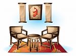 Cartoon  Illustration Interior Chinese Room With Separated Layers Stock Photo