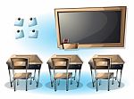 Cartoon  Illustration Interior Classroom With Separated Layers Stock Photo