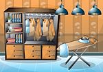 Cartoon  Illustration Interior Clothing Room With Separated Layers Stock Photo