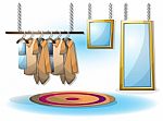 Cartoon  Illustration Interior Clothing Room With Separated Layers Stock Photo