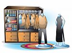 Cartoon  Illustration Interior Clothing Room With Separated Layers Stock Photo