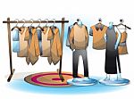 Cartoon  Illustration Interior Clothing Room With Separated Layers Stock Photo