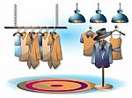 Cartoon  Illustration Interior Clothing Room With Separated Layers Stock Photo