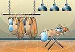 Cartoon  Illustration Interior Clothing Room With Separated Layers Stock Photo