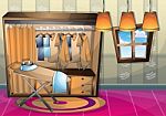 Cartoon  Illustration Interior Clothing Room With Separated Layers Stock Photo